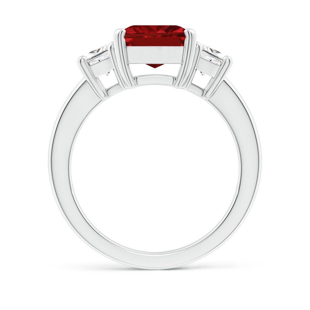 10x8mm AAAA Ruby and Diamond Three Stone Ring in P950 Platinum - side 199