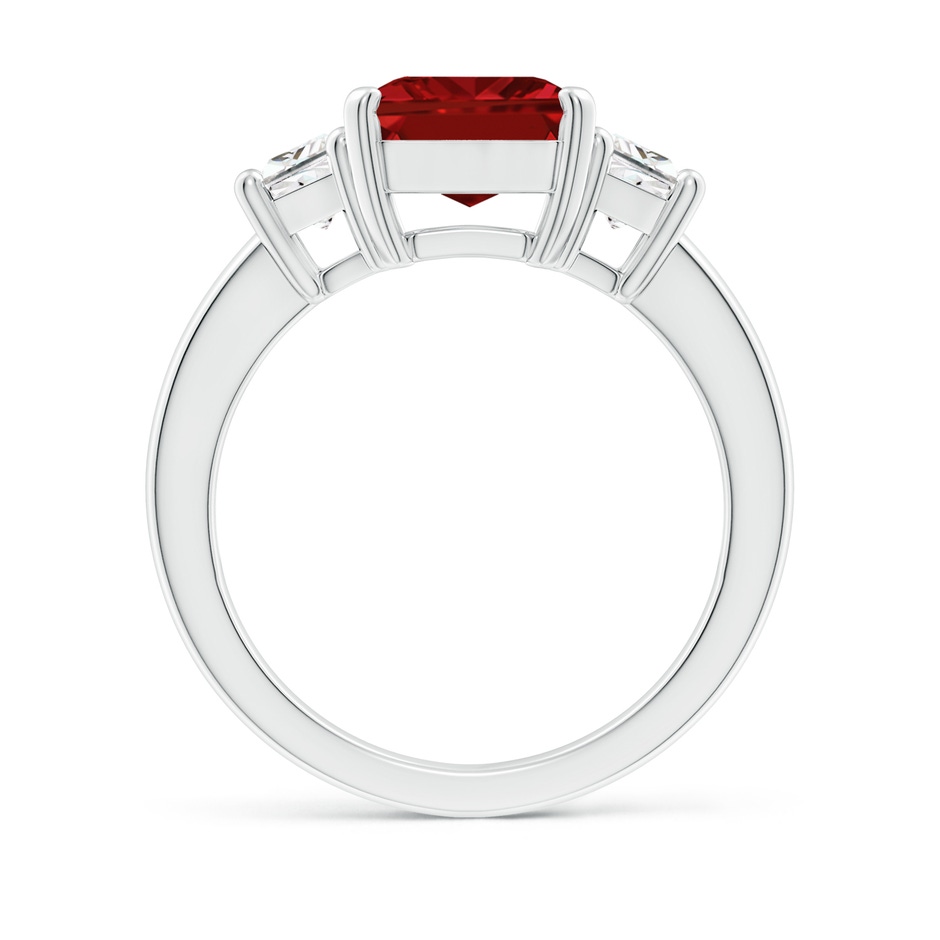 10x8mm AAAA Ruby and Diamond Three Stone Ring in P950 Platinum side 199