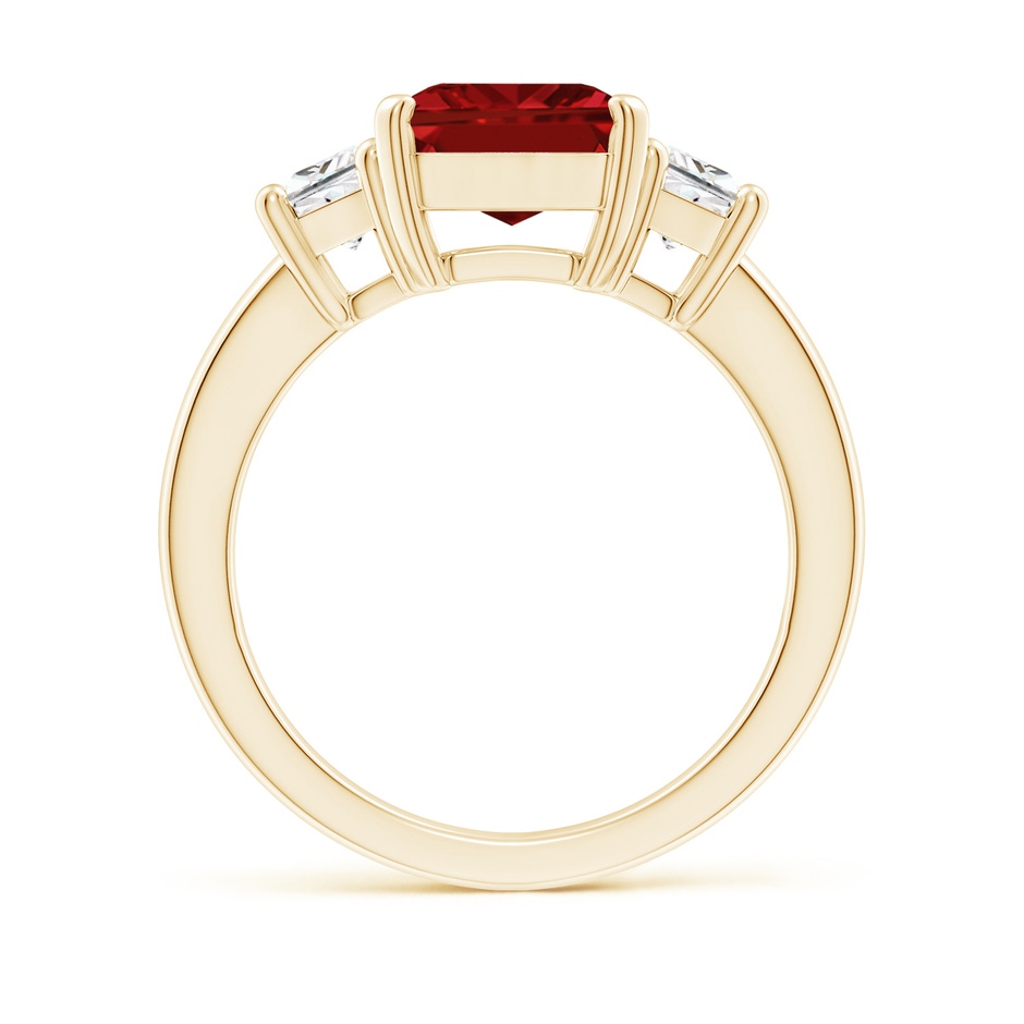 10x8mm AAAA Ruby and Diamond Three Stone Ring in Yellow Gold side 199