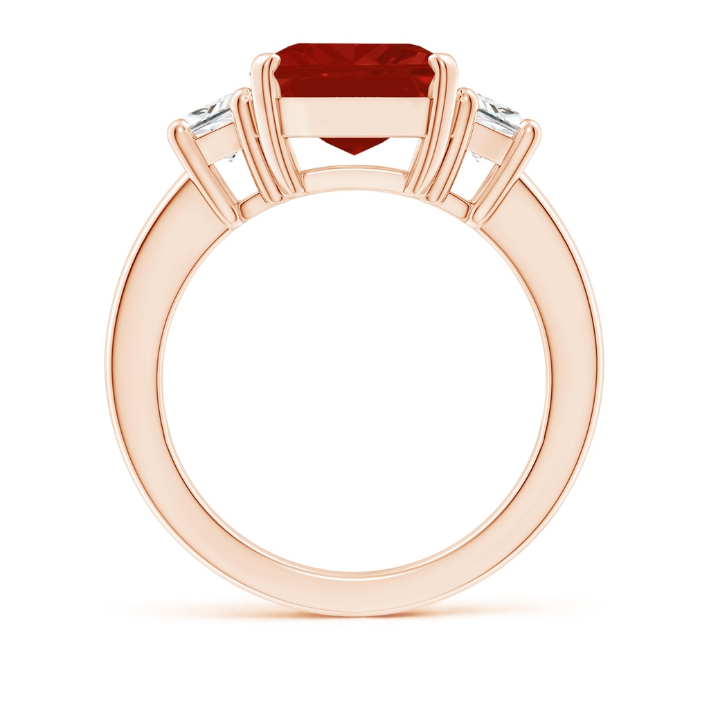 12x10mm AA Ruby and Diamond Three Stone Ring in Rose Gold Side 199