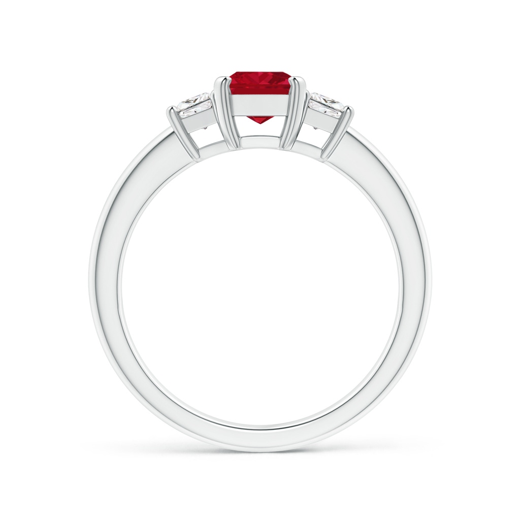 7x5mm AAA Ruby and Diamond Three Stone Ring in P950 Platinum Side 199