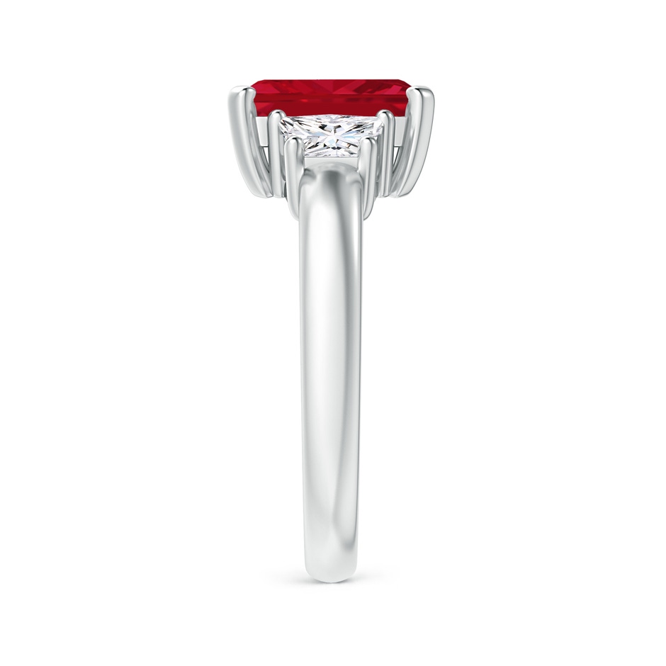 9x7mm AAA Ruby and Diamond Three Stone Ring in P950 Platinum side 299