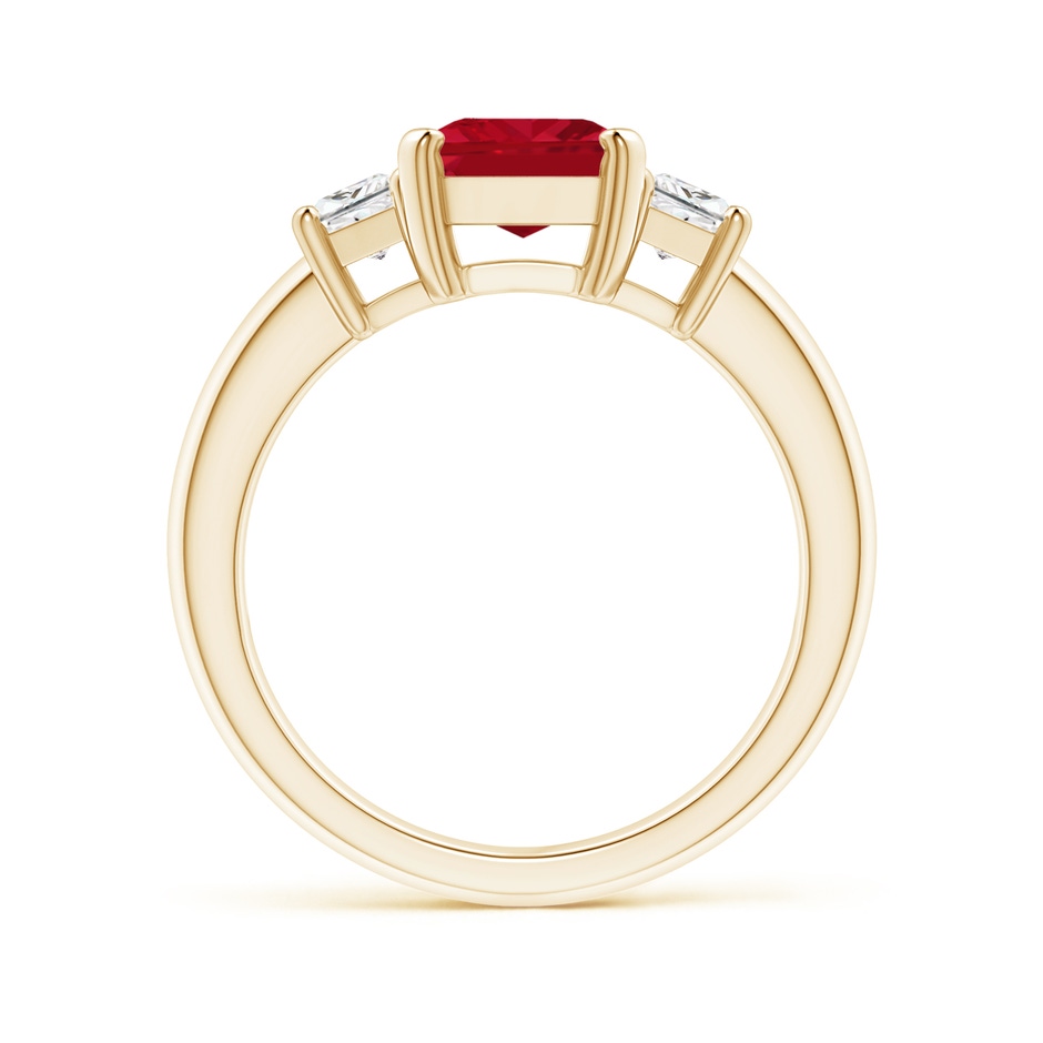 9x7mm AAA Ruby and Diamond Three Stone Ring in Yellow Gold side 199