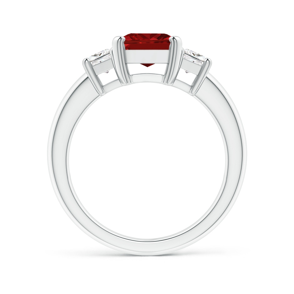9x7mm AAAA Ruby and Diamond Three Stone Ring in White Gold side 199