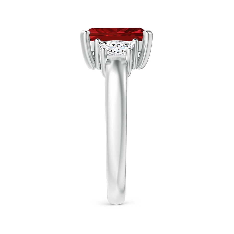 9x7mm AAAA Ruby and Diamond Three Stone Ring in White Gold side 299