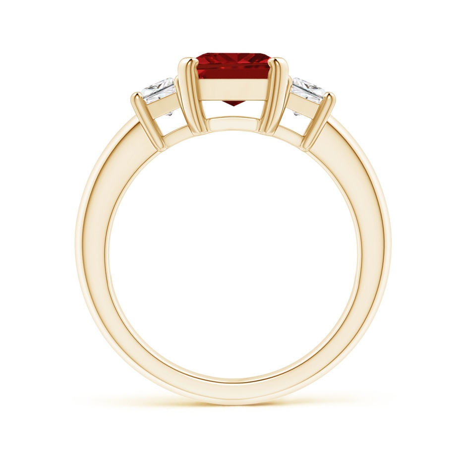9x7mm AAAA Ruby and Diamond Three Stone Ring in Yellow Gold side 199