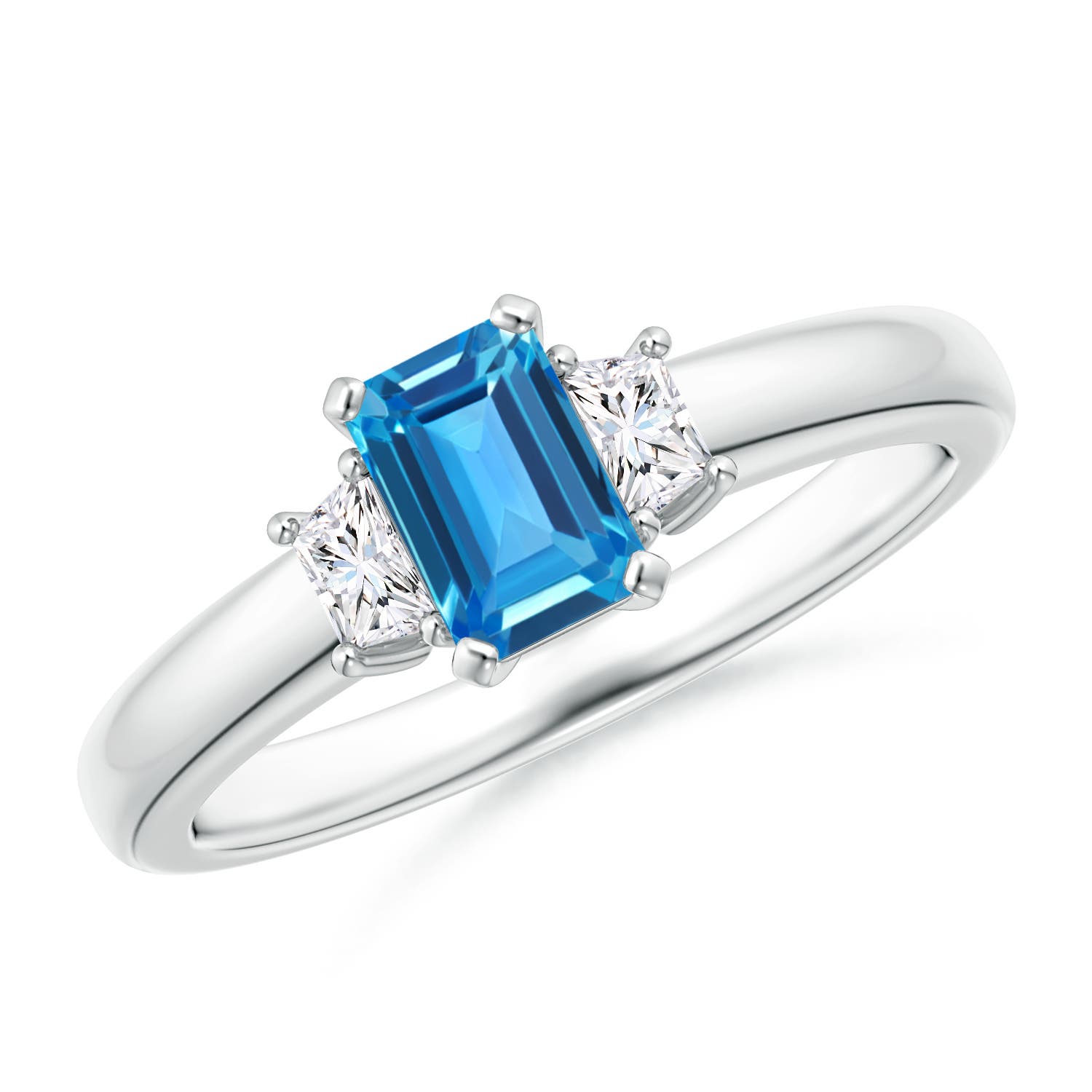 AAAA - Swiss Blue Topaz / 0.85 CT / 14 KT White Gold