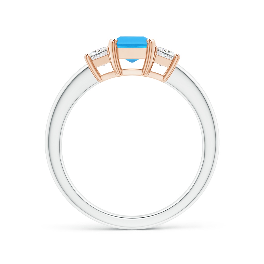 7x5mm AAA Swiss Blue Topaz and Diamond Three Stone Ring in White Gold Rose Gold - side 199