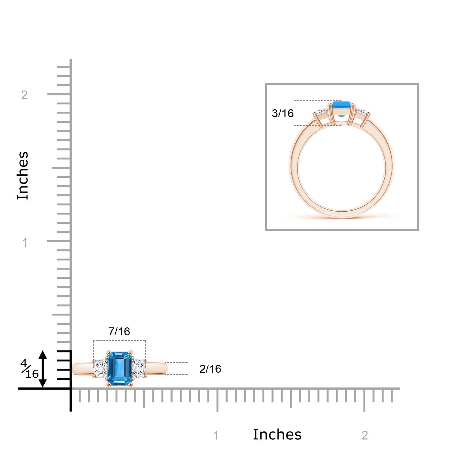 AAAA - Swiss Blue Topaz / 1.52 CT / 14 KT Rose Gold