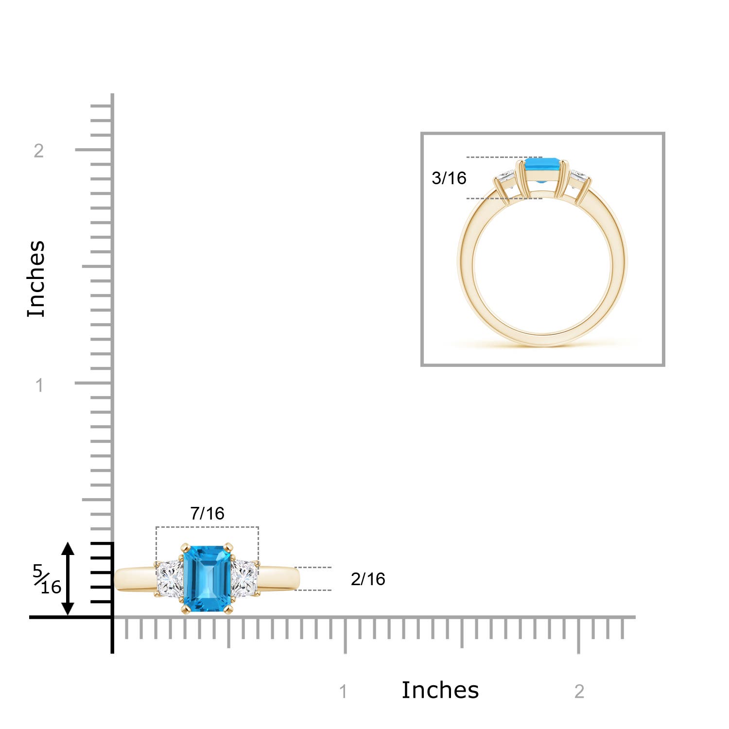 AAA - Swiss Blue Topaz / 2.27 CT / 14 KT Yellow Gold