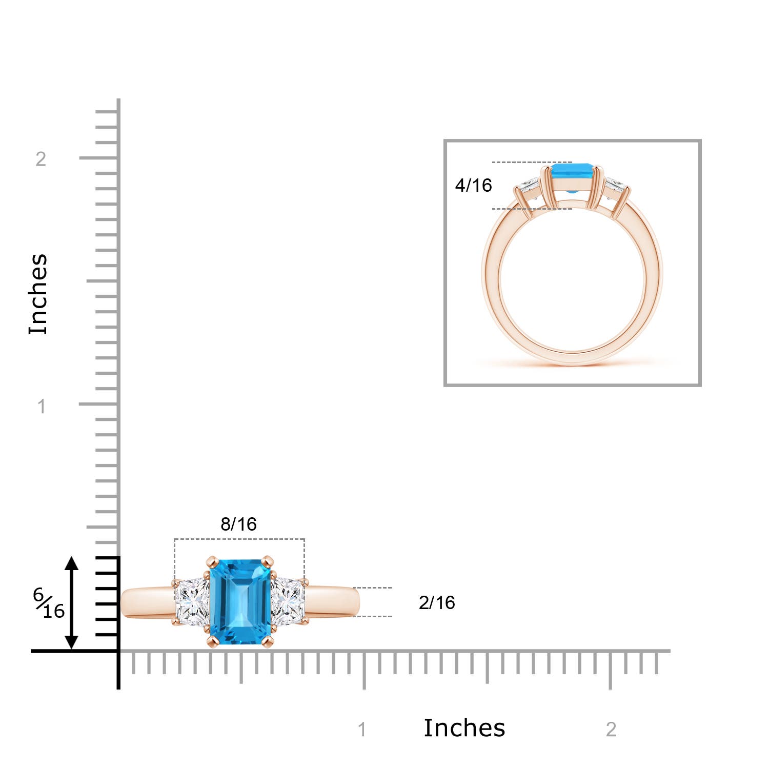 AAA - Swiss Blue Topaz / 3.07 CT / 14 KT Rose Gold