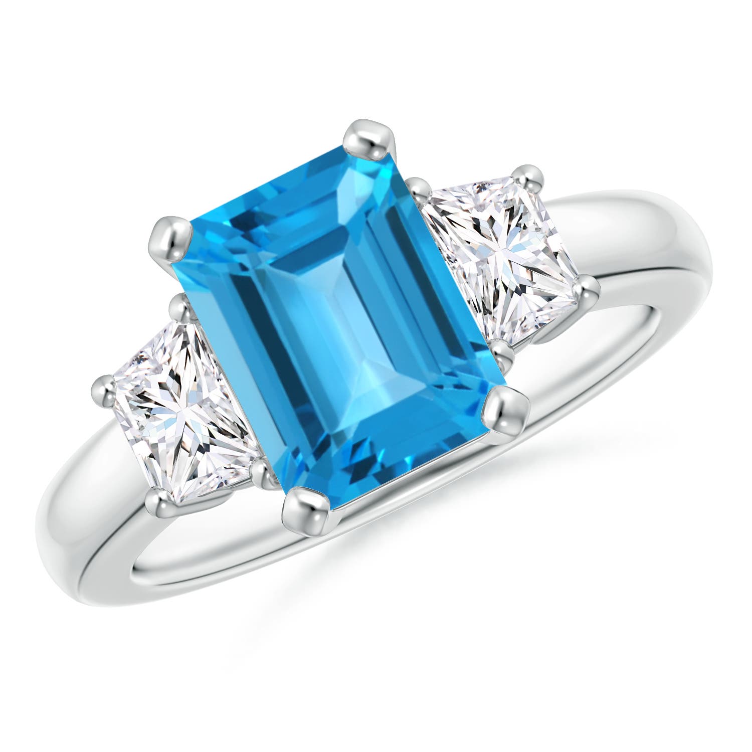 AAA - Swiss Blue Topaz / 3.07 CT / 14 KT White Gold