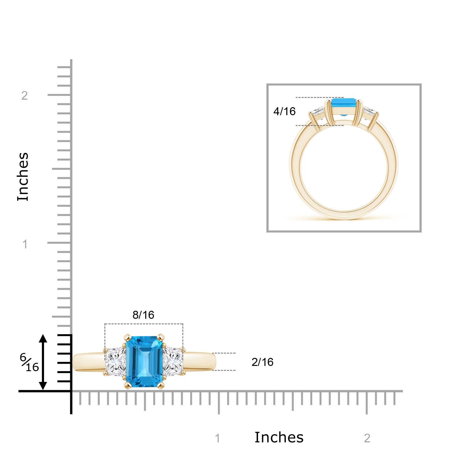 AAA - Swiss Blue Topaz / 3.07 CT / 14 KT Yellow Gold