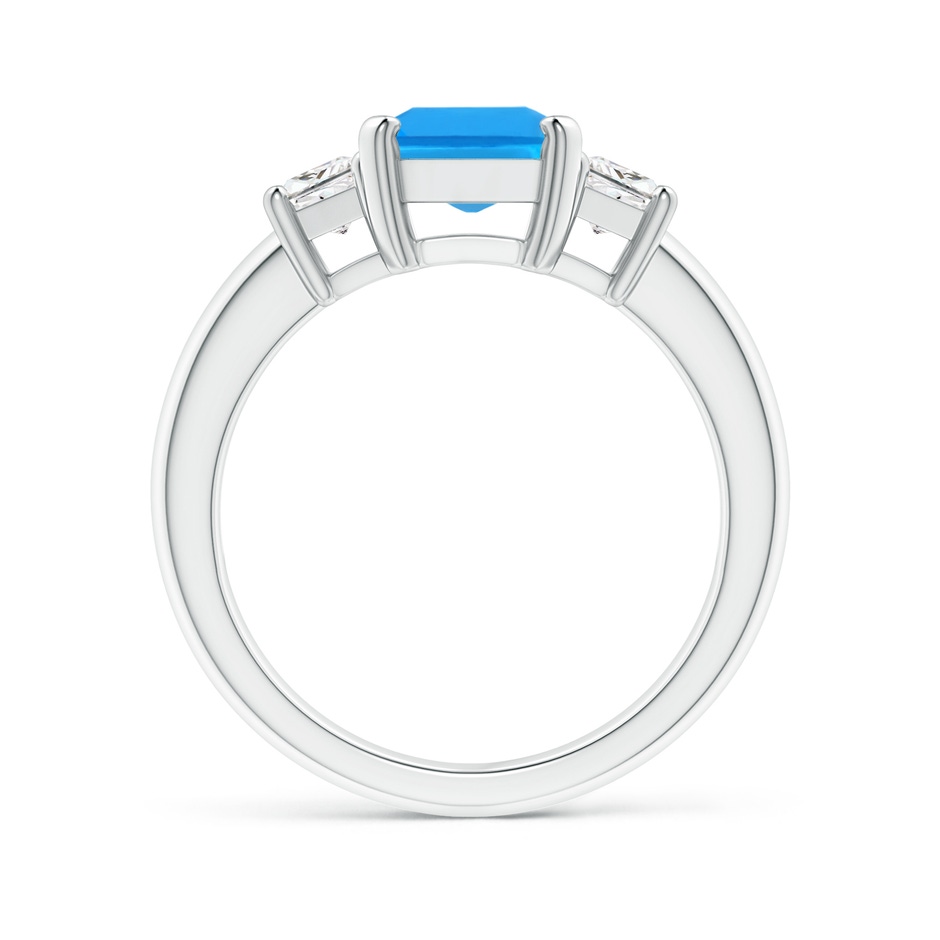 9x7mm AAAA Swiss Blue Topaz and Diamond Three Stone Ring in P950 Platinum side 199