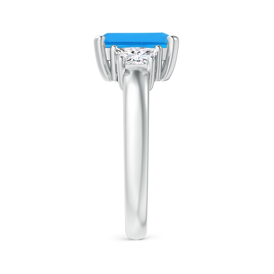 9x7mm AAAA Swiss Blue Topaz and Diamond Three Stone Ring in P950 Platinum side 299