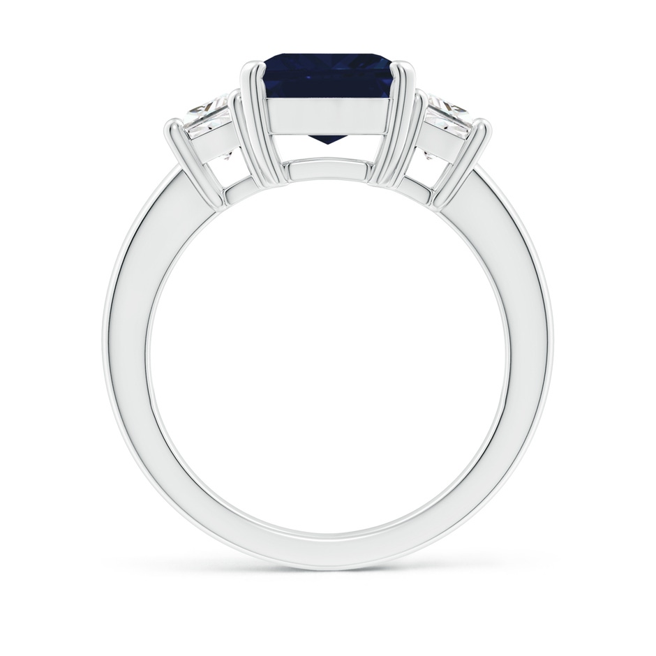 10x8mm AA Blue Sapphire and Diamond Three Stone Ring in White Gold side 199