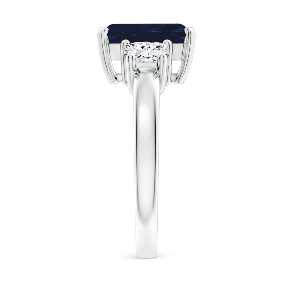 10x8mm AA Blue Sapphire and Diamond Three Stone Ring in White Gold side 299
