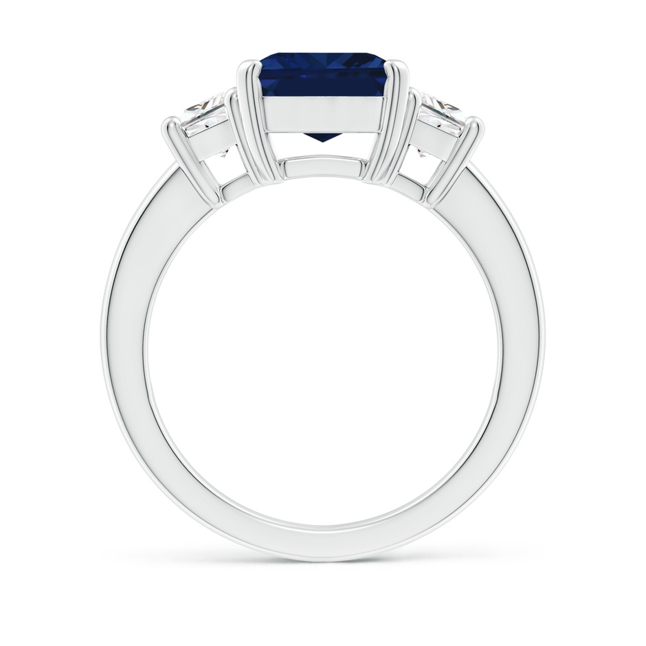 10x8mm AAA Blue Sapphire and Diamond Three Stone Ring in P950 Platinum side 199