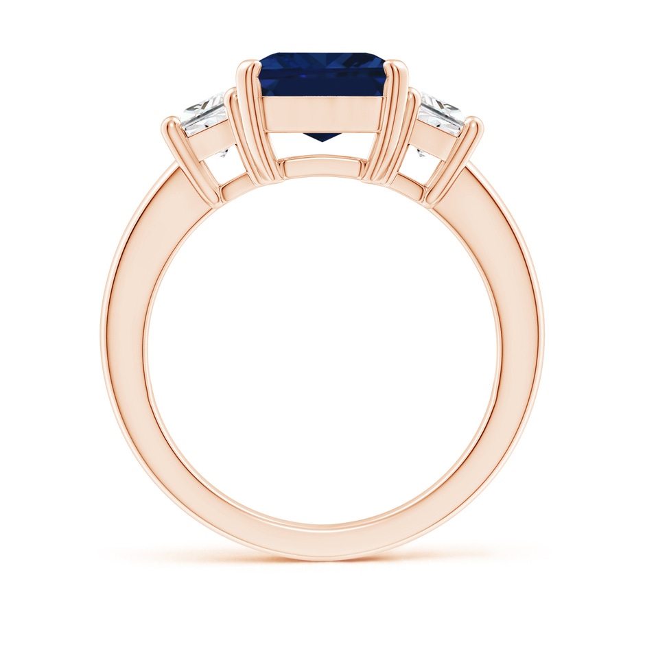 10x8mm AAA Blue Sapphire and Diamond Three Stone Ring in Rose Gold side 199