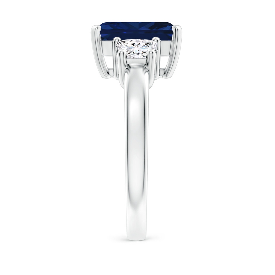 10x8mm AAA Blue Sapphire and Diamond Three Stone Ring in White Gold side 299