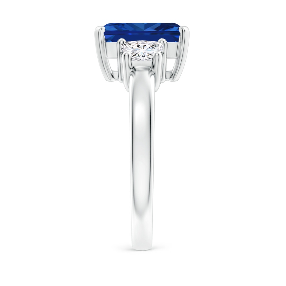 10x8mm Lab-Grown Blue Sapphire and Diamond Three Stone Ring in 9K White Gold side 299