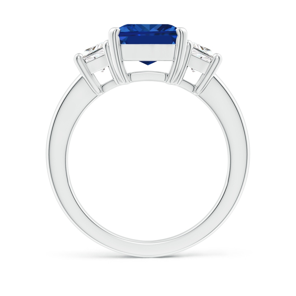 10x8mm Lab-Grown Blue Sapphire and Diamond Three Stone Ring in P950 Platinum - side 199