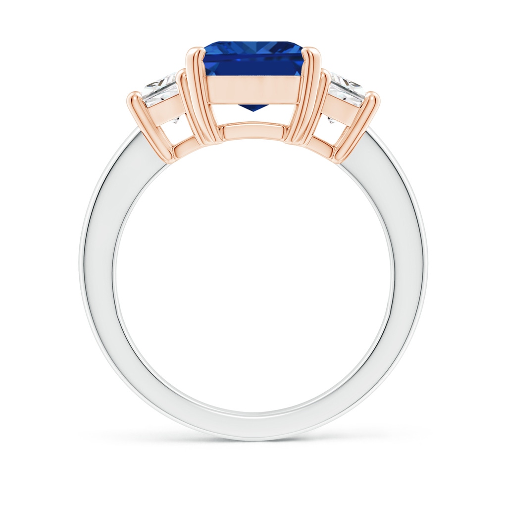 10x8mm Lab-Grown Blue Sapphire and Diamond Three Stone Ring in White Gold Rose Gold - side 199