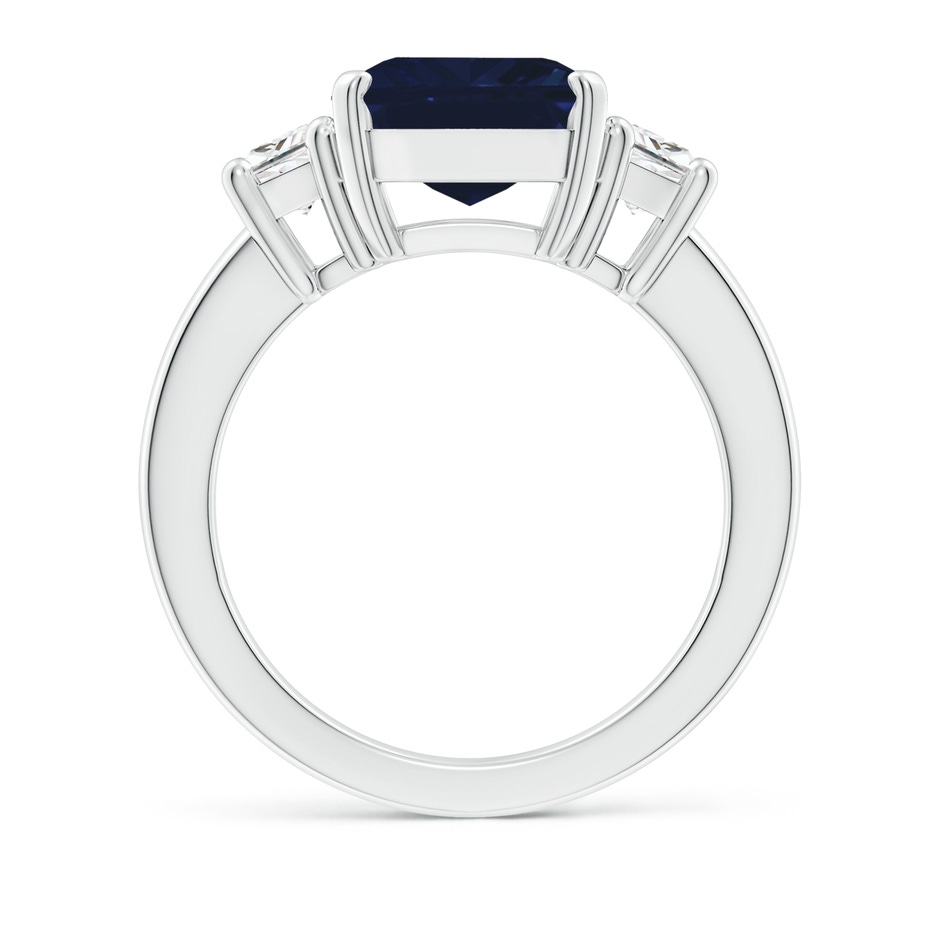 12x10mm AA Blue Sapphire and Diamond Three Stone Ring in P950 Platinum side 199