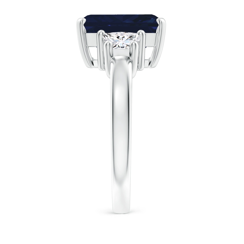 12x10mm AA Blue Sapphire and Diamond Three Stone Ring in P950 Platinum side 299