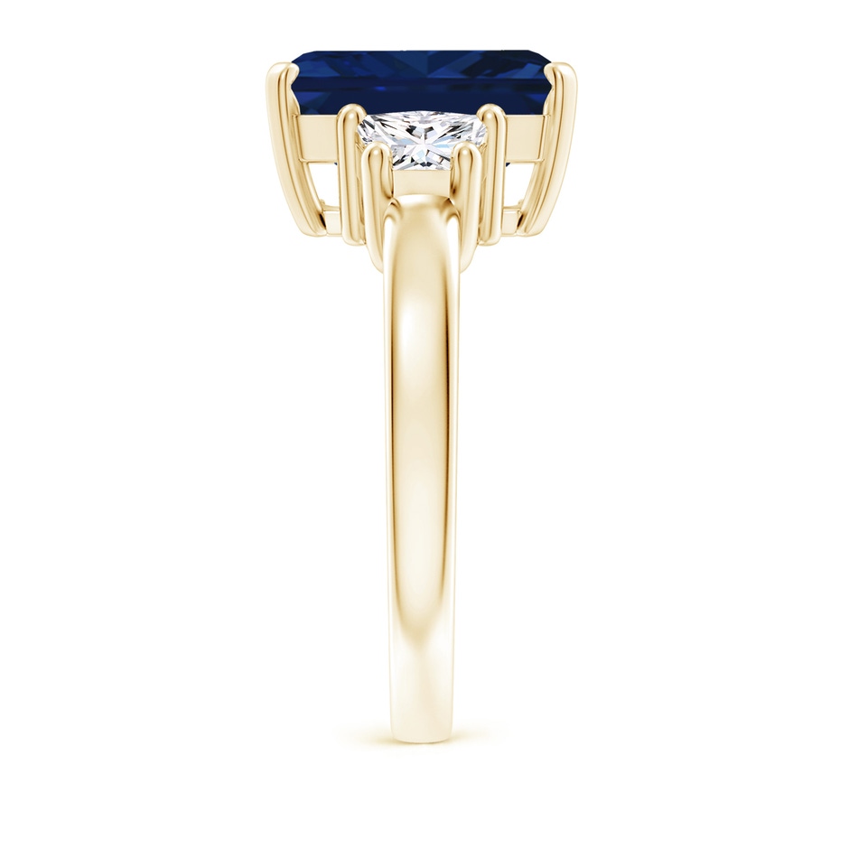 12x10mm AAA Blue Sapphire and Diamond Three Stone Ring in Yellow Gold side 299