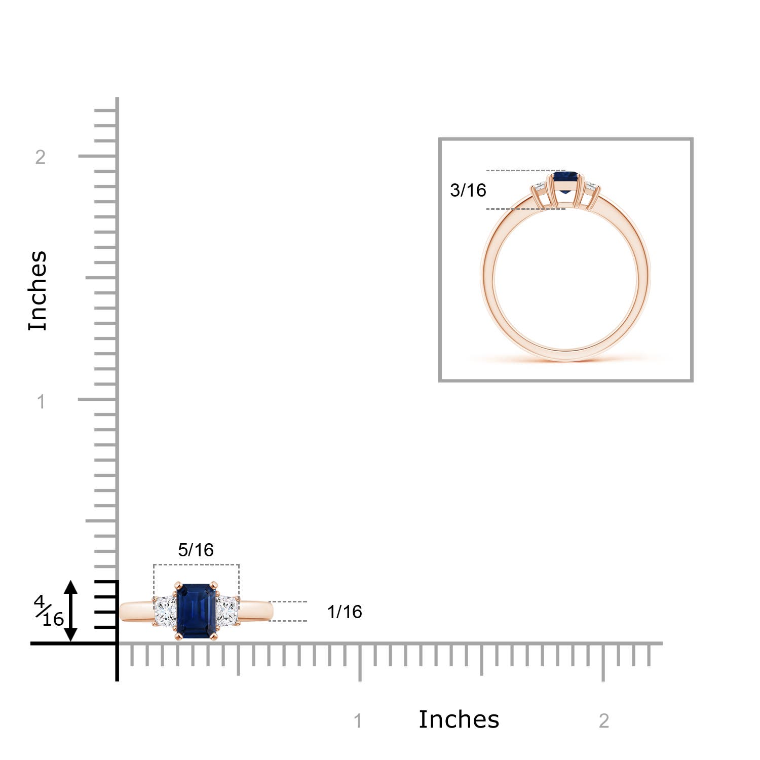 AAA - Blue Sapphire / 0.85 CT / 14 KT Rose Gold