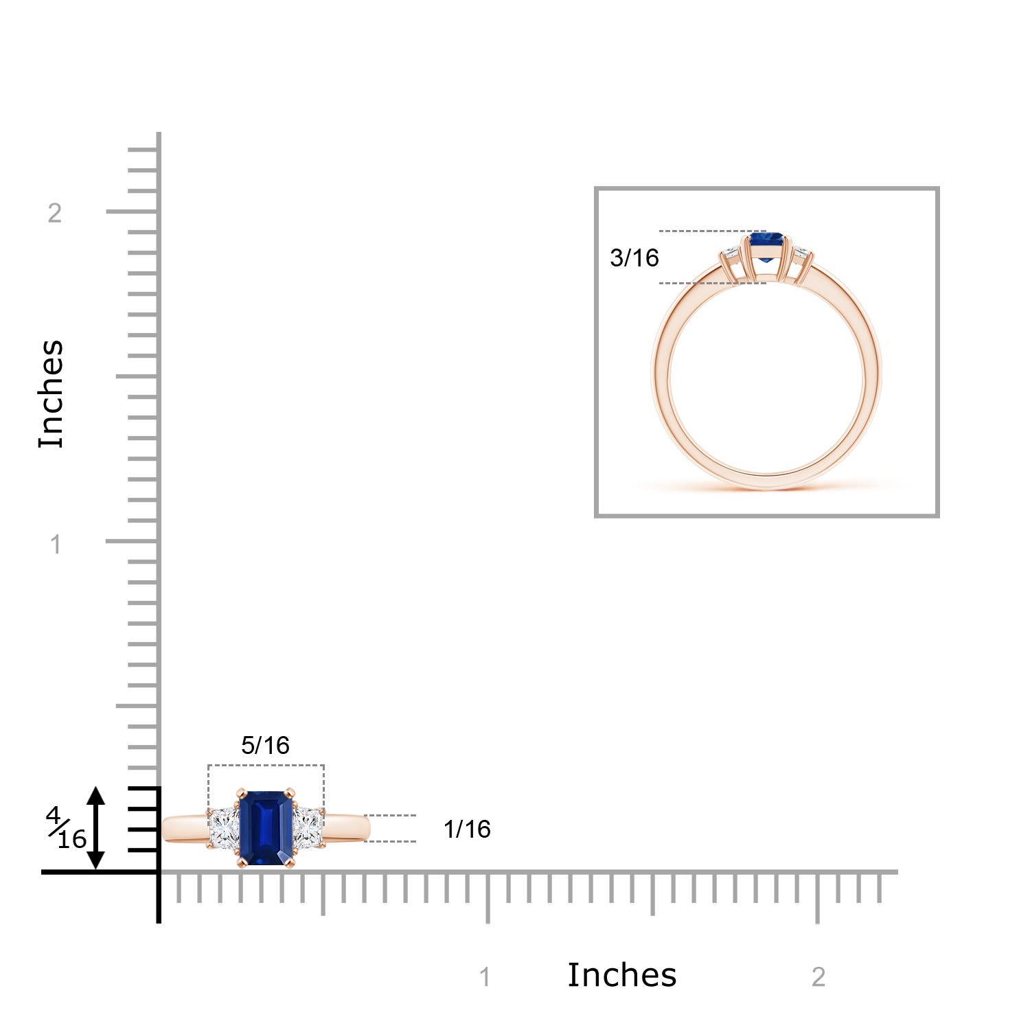 AAAA - Blue Sapphire / 0.85 CT / 14 KT Rose Gold