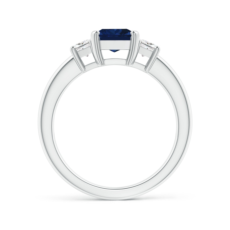 8x6mm AAA Blue Sapphire and Diamond Three Stone Ring in White Gold side 199