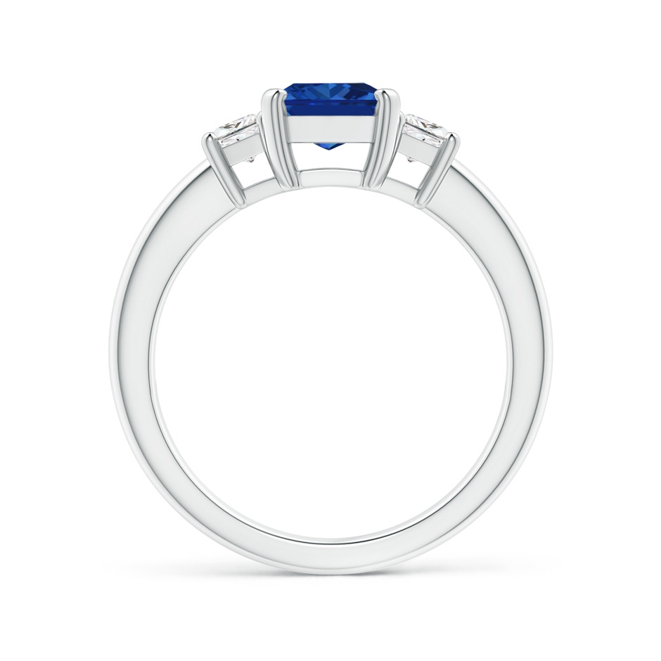8x6mm AAAA Blue Sapphire and Diamond Three Stone Ring in P950 Platinum side 199