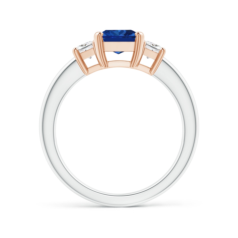 8x6mm Lab-Grown Blue Sapphire and Diamond Three Stone Ring in White Gold Rose Gold side 199