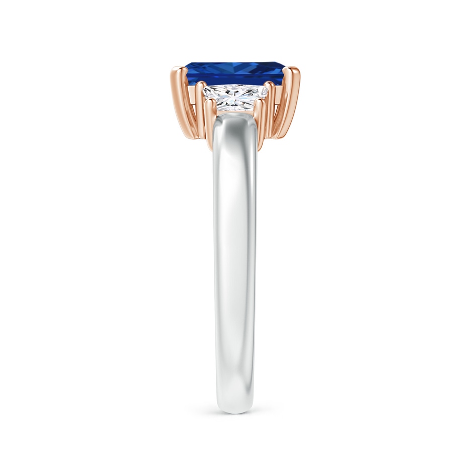 8x6mm Lab-Grown Blue Sapphire and Diamond Three Stone Ring in White Gold Rose Gold side 299