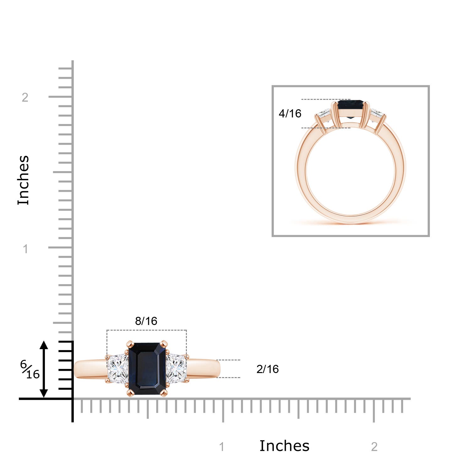 A - Blue Sapphire / 2.93 CT / 14 KT Rose Gold