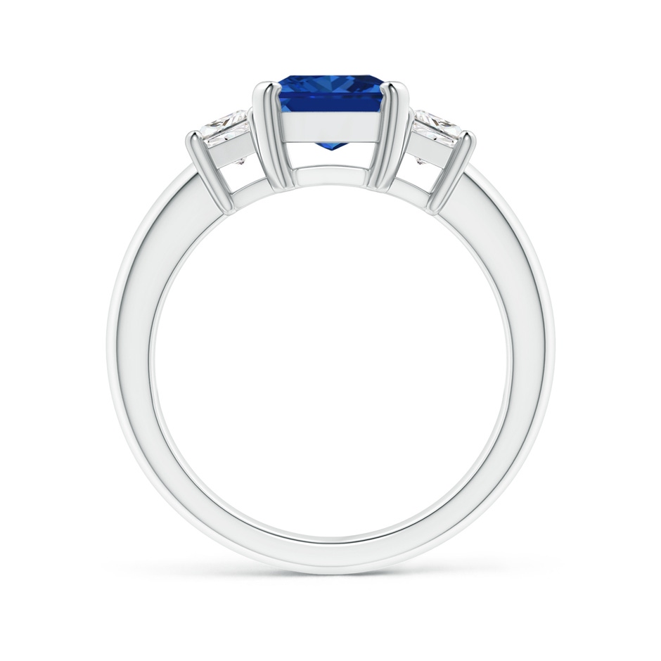 9x7mm Lab-Grown Blue Sapphire and Diamond Three Stone Ring in White Gold side 199