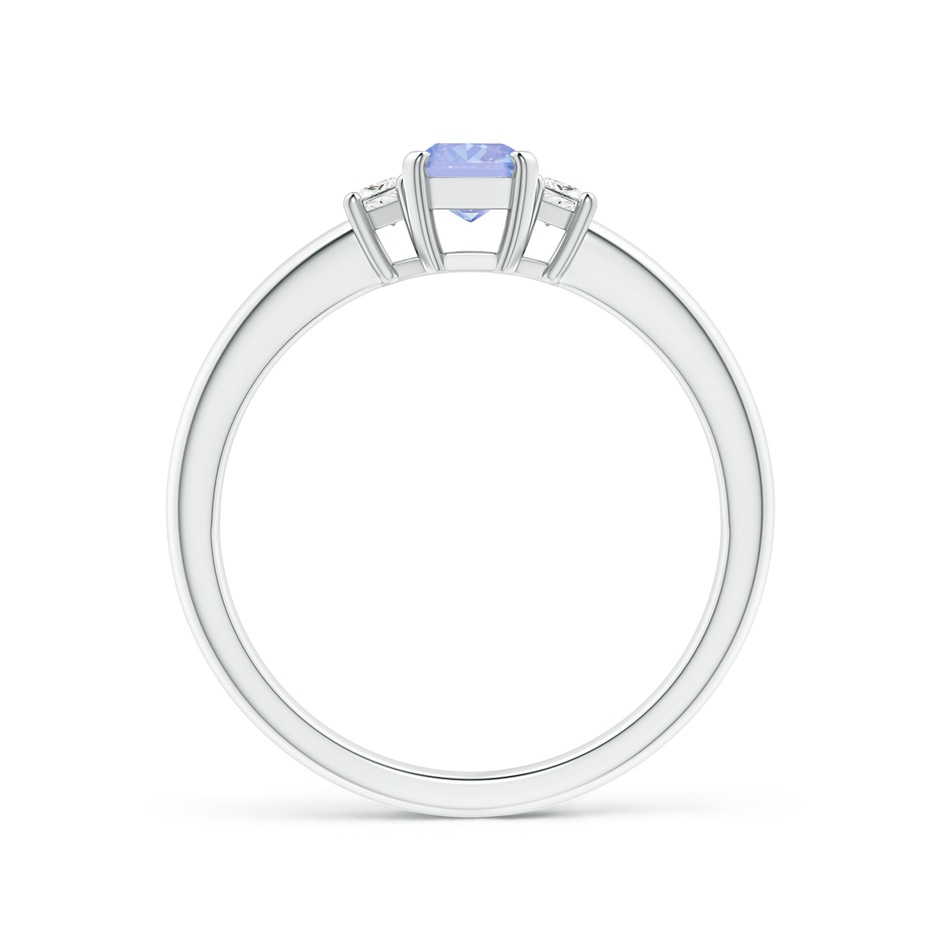 6x4mm A Tanzanite and Diamond Three Stone Ring in P950 Platinum side 1