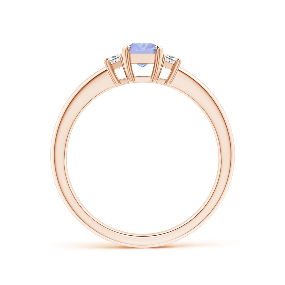 6x4mm A Tanzanite and Diamond Three Stone Ring in Rose Gold Side 1