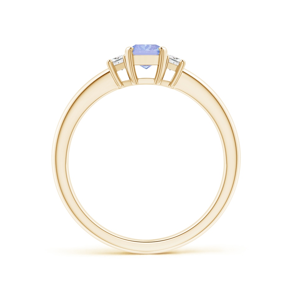 6x4mm A Tanzanite and Diamond Three Stone Ring in Yellow Gold side 1