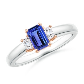 6x4mm AAA Tanzanite and Diamond Three Stone Ring in White Gold Rose Gold