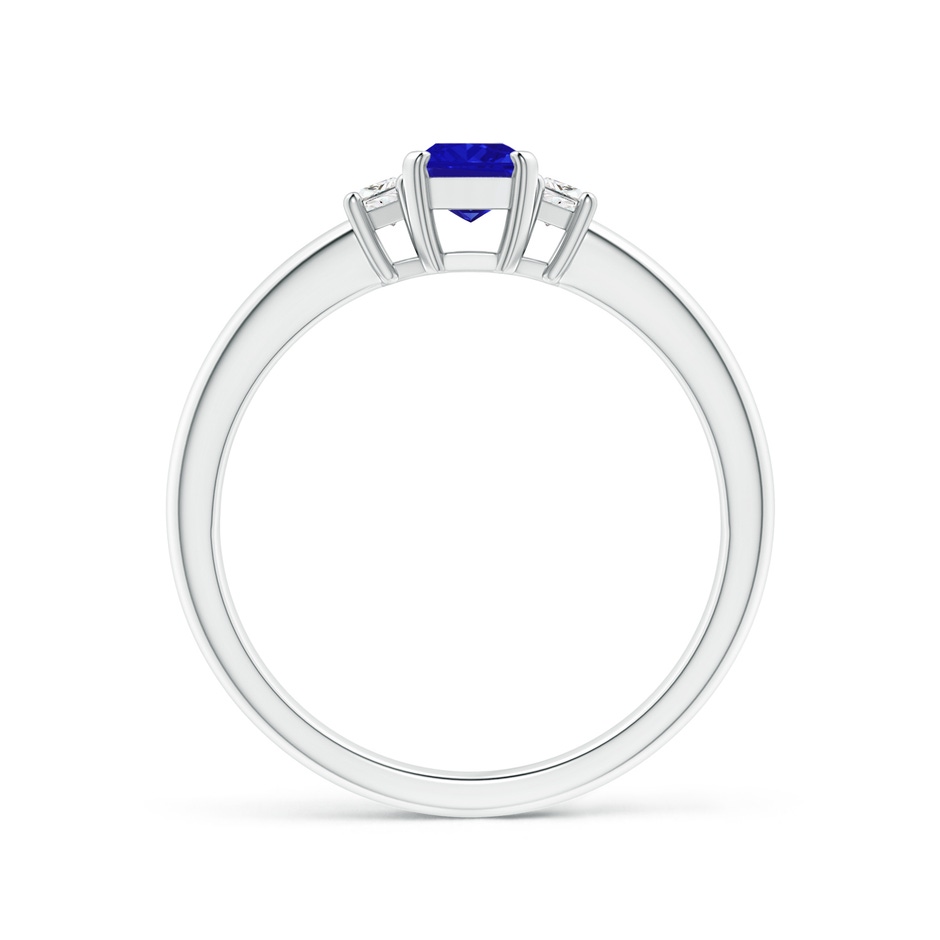 6x4mm AAAA Tanzanite and Diamond Three Stone Ring in P950 Platinum side 1