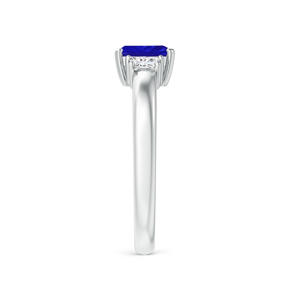 6x4mm AAAA Tanzanite and Diamond Three Stone Ring in P950 Platinum side 2