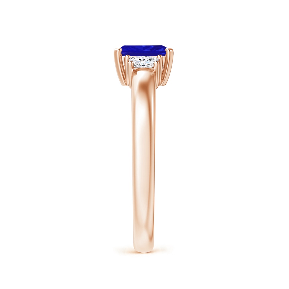 6x4mm AAAA Tanzanite and Diamond Three Stone Ring in Rose Gold side 2