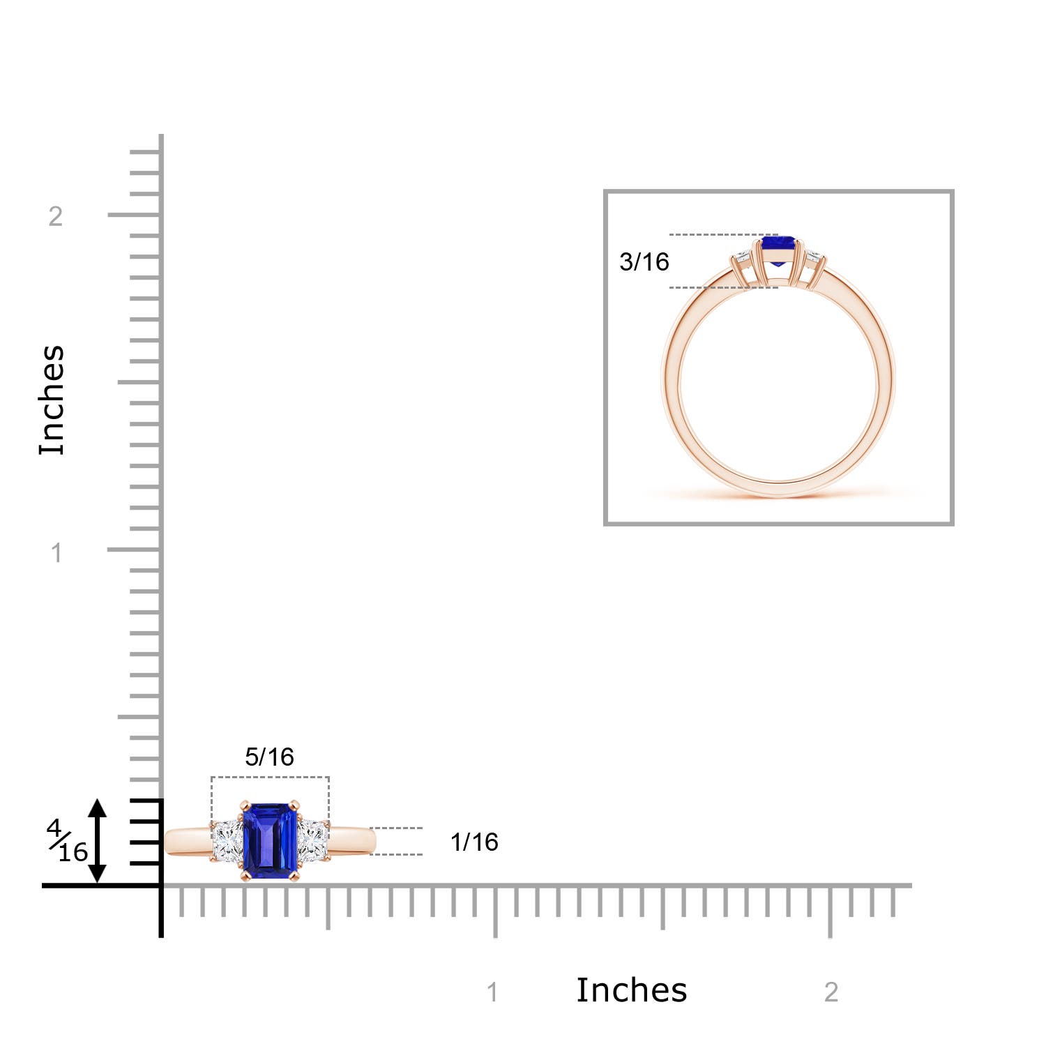 AAAA - Tanzanite / 0.8 CT / 14 KT Rose Gold