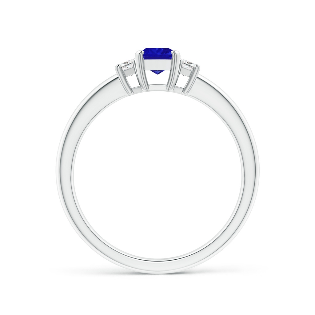 6x4mm AAAA Tanzanite and Diamond Three Stone Ring in White Gold Side 1