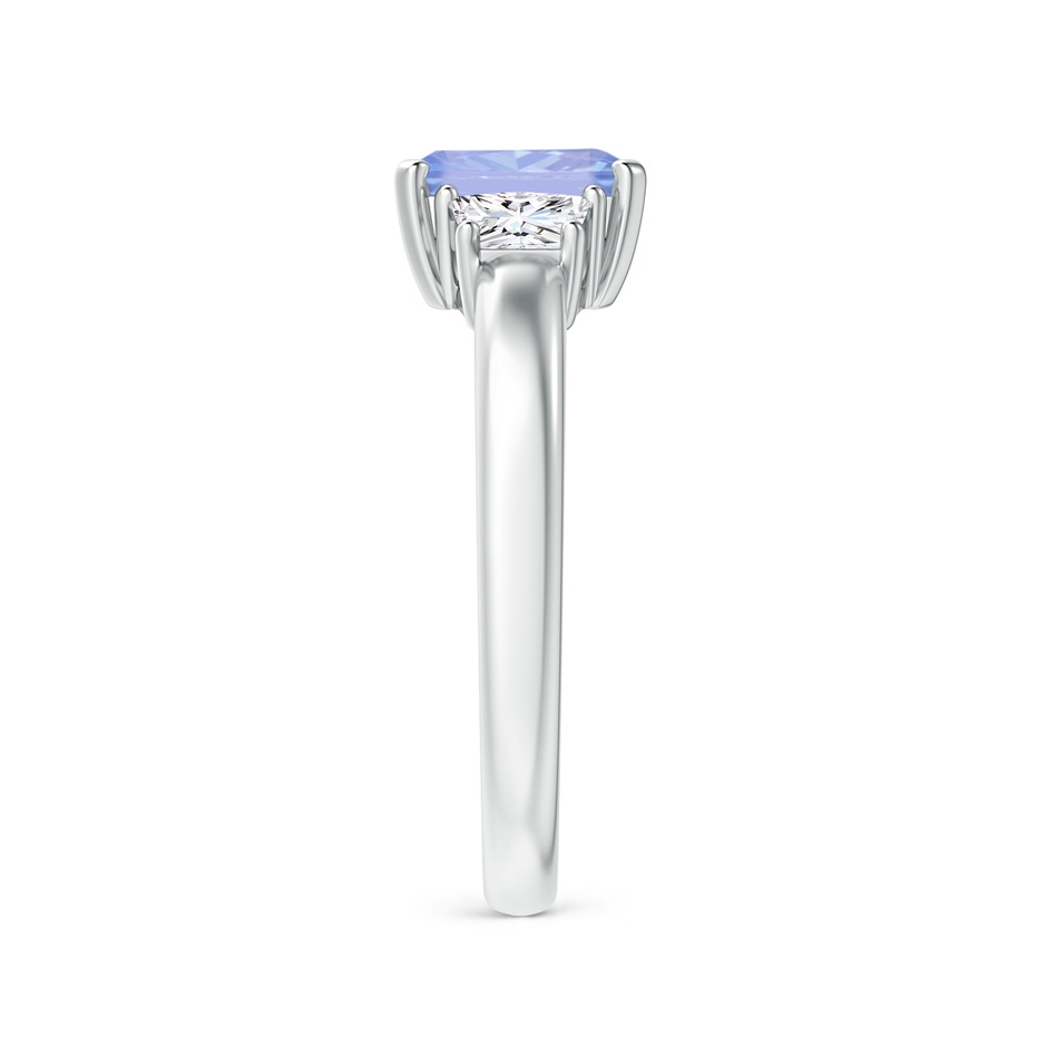 7x5mm A Tanzanite and Diamond Three Stone Ring in White Gold side 2