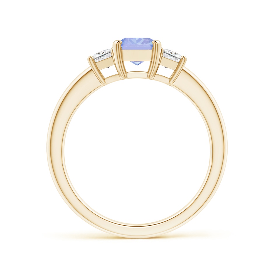 7x5mm A Tanzanite and Diamond Three Stone Ring in Yellow Gold side 1