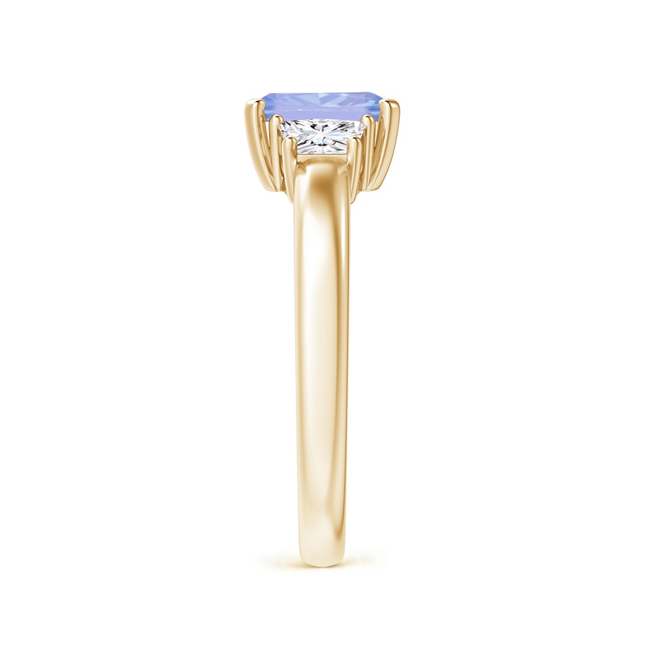 7x5mm A Tanzanite and Diamond Three Stone Ring in Yellow Gold side 2